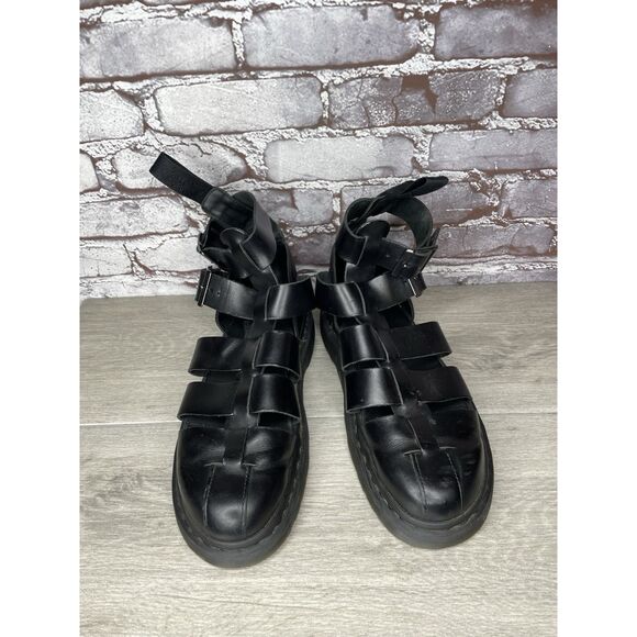 Dr. Martens Geraldo Black Leather Strap Gladiator Wedge Sandals Men’s 9M US/42EU